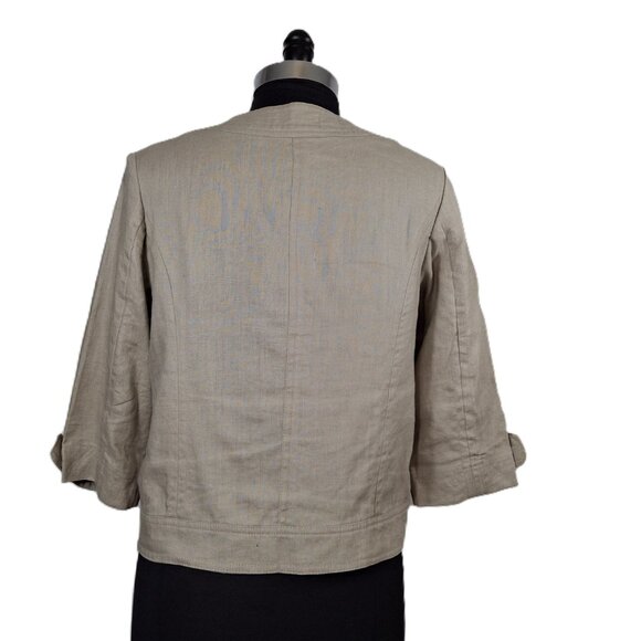 Marvin Richards Womens Tan Natural Linen Cropped Jacket Blazer Size M Vintage - Picture 3 of 15